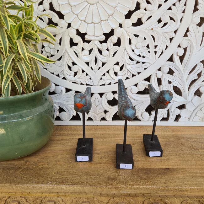 Wooden Parrot on Stand - Home Of Vintage