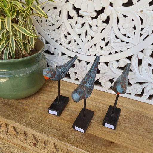 Wooden Parrot on Stand - Home Of Vintage